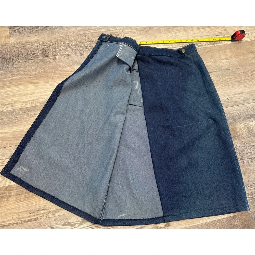 VTG Denim Blue Jean‎ Denim Maxi Wrap Skirt Womens Western Cowgirl Bareback NOS